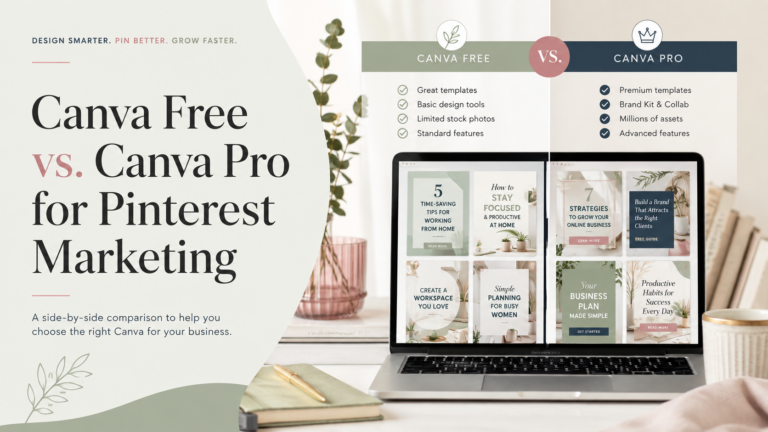 Computer showing canva free vs canva pro