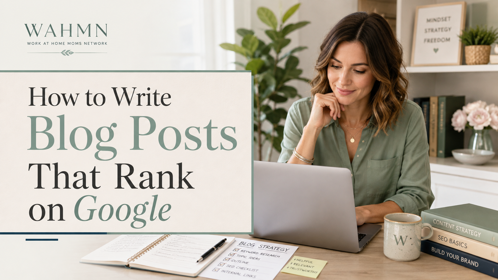 Woman writing blog posts