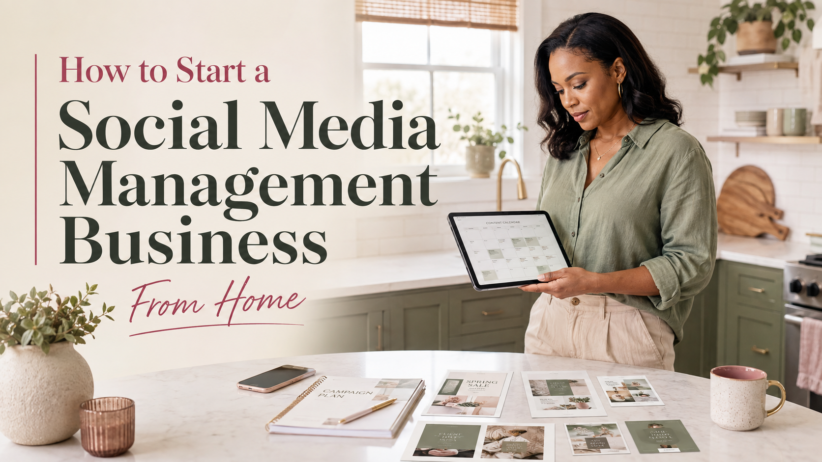 Woman at computer doing her social media management business