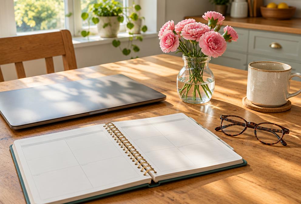 Woman working at home